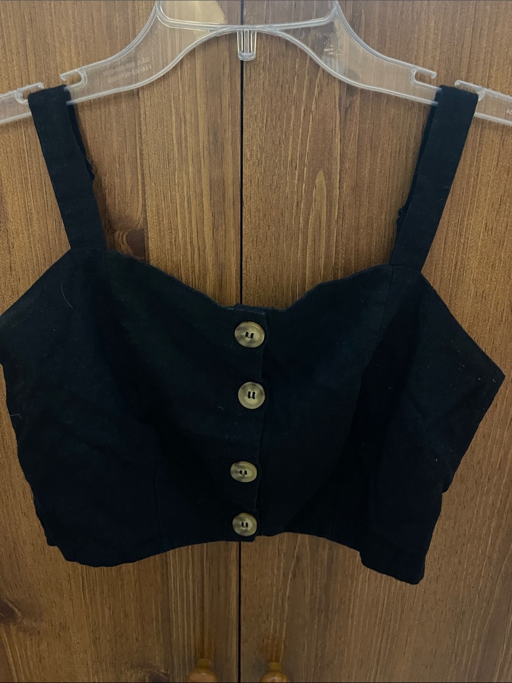 Black Button-Front Crop Tank Top - Women